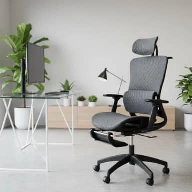 Cadeira Executiva Ergonômica, Giratória, Tela Mesh, Reclinável com Apoio Lombar e Cabeça, Suporta 150kg, Home Office e Gamer, NR17 (Preto)