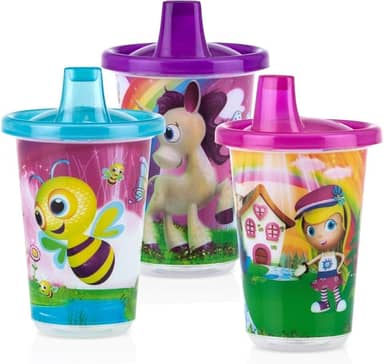 Nûby Kit 03 Copos Decorados Com Bico 300Ml Rosa