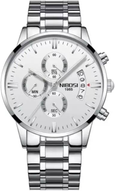 Relógio Nibosi Masculino De Pulso 2309 Aço Inoxidável Cronógrafo Ponteiros Pequenos Funcionais Estojo Original