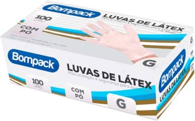 Luva Latex Bompack Industrial G C/Po C/100 (Nao Uso Medico)
