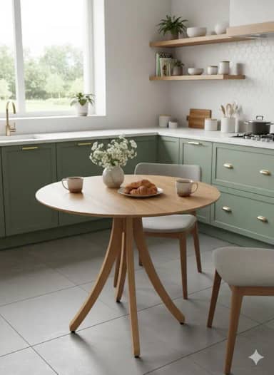 Mesa de Jantar Redonda Flora 90cm com Pés em Madeira Maciça