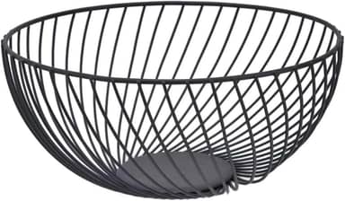 Fruteira Aramada Redonda Preta, Estilo Europeu, 25cm, Inox Base Antiderrapante