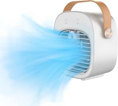 Condicionadores de Ar Portátil Recarregável 6000 mAh, Mini Ar Condicionado, Unidade AC Pessoal Pequena USB, Unidades de Refrigeração de Ar Evaporativo Silencioso de 3 Velocidades para Quarto/Quarto