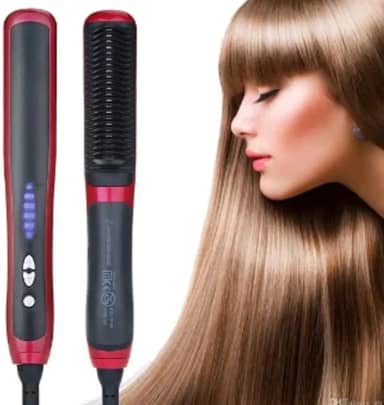 Prancha Pente Escova Cerâmica Alisador De Cabelo Feminino Profissional - Bivolt