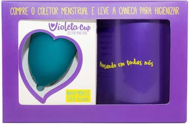 Kit Coletor Menstrual Violeta Cup Tipo B Verde + Caneca Higienizadora, Violeta Cup, Verde, Tipo B Mulheres Com Até 29 Anos E Sem Filhos, E/Ou Com Colo Do Útero De Altura Baixa