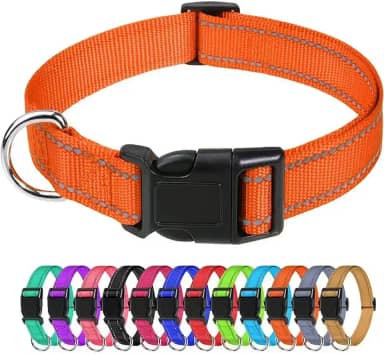 Coleira refletiva para cães, de neoprene macio, respirável, respirável, ajustável, para cães grandes, laranja