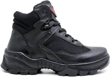 Bota Tática Militar Coturno Cano Curto, Preta, com Palmilha Anatômica