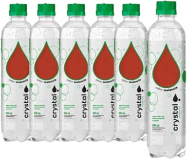 Kit Crystal Água Saborizada com Gás, 6 Garrafas de 510ml, Sabores Melancia, Morango, Limão e Tangerina (6 Unidades Melância)