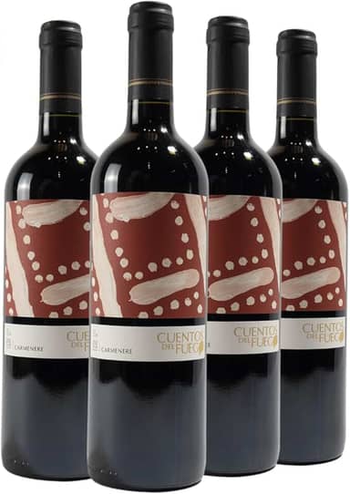 Kit com 4 Vinhos Chilenos Tinto Seco Carmenere Cuentos del Fuego