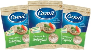 Biscoito/Bolacha de Arroz Camil Integral 3unx150g