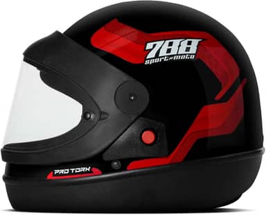 CAPACETE FECHADO PRO TORK SPORT MOTO 788 PRETO - VERMELHO TAM. 58