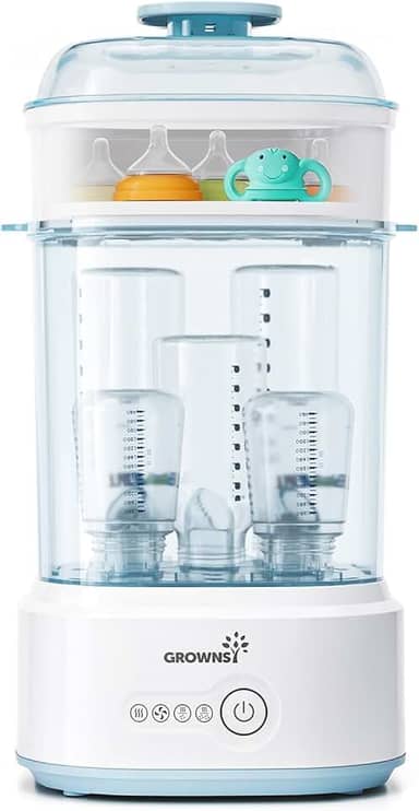 Esterilizador e secador de garrafas, esterilizador de garrafa de vapor elétrico compacto (Esterilizador de Biberones), desinfetante de mamadeira para bebé, chupeta, peças de bomba, azul