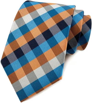 Gravata masculina xadrez/listrada de 8 cm de largura Jacquard clássica para negócios, casamento, dança, formatura, xadrez