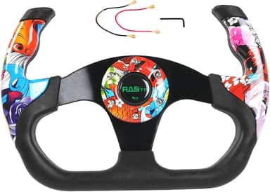 RASTP Volante De Corrida Universal, Com Padrão Grafite 12,8"/325 Mm (Vermelho)