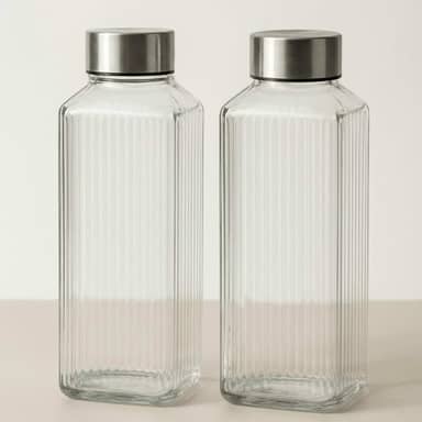 Kit 2 Garrafas De Vidro Para Geladeira Agua Suco Fresco Pratica Elegante (listrada)