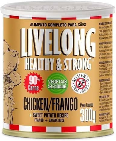 Livelong Alimento Completo Natural Ração Úmida Sabor Frango 300g Para Cães