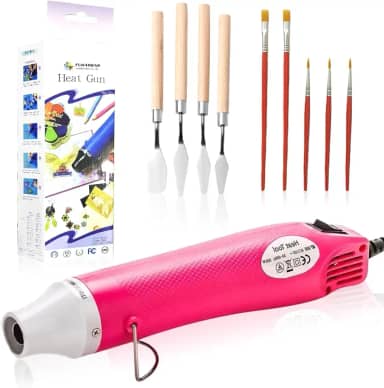 Pistola de calor, ferramenta de aquecimento para artesanato, moldes de resina epóxi, soprador de tinta de silicone para secadora, despejamento de bolhas de acrílico, pequeno aquecedor de arte (rosa)