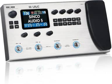 ANVAR M-VAVE MK-300 Modelador de Amp e Efeitos para Guitarra/Baixo com Looper, Drum Machine, Bluetooth, 11 Módulos, 160 Presets, Pedal de Expressão, USB-C, Ideal para Estúdio e Palco Branco