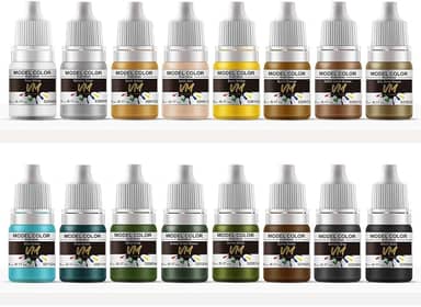 VM Pigmentos ecológicos à base de água WWII Armadura e Infantaria Conjunto de Cores de Sombras Militares Tintas para Todos os Dioramas/Figuras Modelo Pincel Cores Acrílicas – 16 Frascos x 5 ml