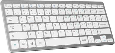 Teclado Sem Fio Bluetooth Ultrafino Padrão ABNT2 com Tecla "Ç" para Tablet, Celular, Notebook, Android, PC, Smart TV - Cinza Metalizado
