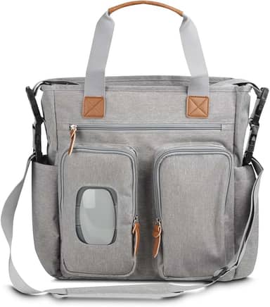 Bolsa Maternidade Multifuncional para Bebê | Poliéster 300D com Acabamento em PU | Compartimento para Lenços Umedecidos | Vários Bolso | Alça de Ombro e Mão | Organizador Completo para Mamães e Papais