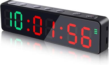 PELLOR Relógio de ginástica portátil, temporizador de intervalo de treino com ímã poderoso e tecla de atalho, cronômetro, brilho ajustável, relógio de treino para casa/garagem/boxe