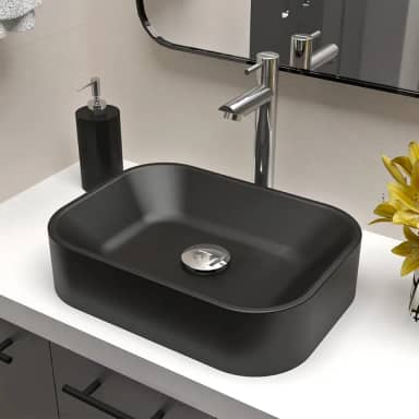 Cuba Pia De Apoio Sobrepor Retangular 36x27 Para Banheiro Lavabo Beltempo BT-2010 (Preta Fosca)