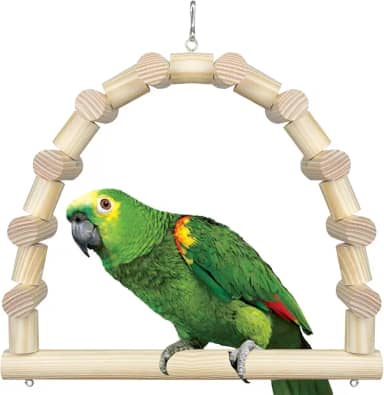 Balanço Madeira Natural Para Papagaio