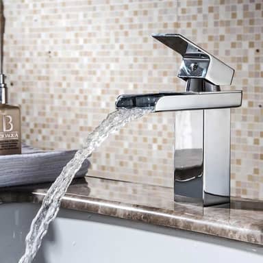 Torneira Monocomando Cromada Cascata Quadrada Baixa Calha