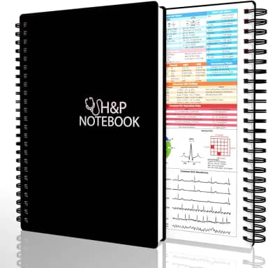 Caderno H&P - Caderno de história médica e física para profissionais e estudantes de medicina, terminologia médica inclusiva, cabe em capa branca, papel grosso de 100 g/m², A5 (15 x 21,8 cm) (preto)