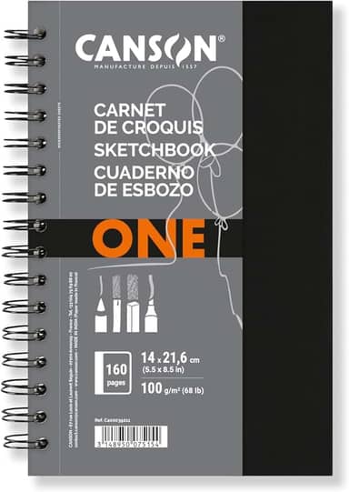 Sketchbook Espiral A5+ 100g/m², Canson, ArTBook One, 80 Folhas