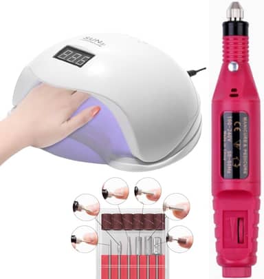 Kit Cabine Unhas Led Uv Gel Bivolt Sun + Lixa Unha Elétrica para Manicure Profissional e Cuidado Doméstico / Estufa Leds 48w Secagem Gel Acrigel - Lixadeira Elétrica Motor Bivolt 110v