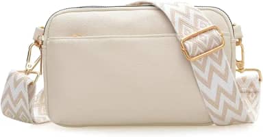 Bolsas transversais com zíper triplo para mulheres, bolsas de couro vegano, bolsas de ombro pequenas com alça larga