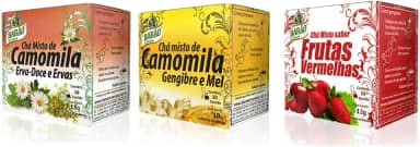 Kit 3 Chás Barão de Cotegipe - Camomila Erva Doce 15g, Camomila Gengibre e Mel 10g e Frutas Vermelhas 13g, 10 sachês cada