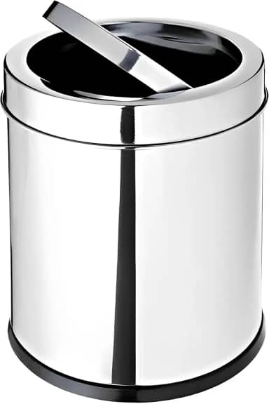 Lixeira Inox Redonda com Tampa Basculante 5 Litros – Ideal para Cozinha, Banheiro, Escritório ou Lavabo – Design Moderno e Resistente à Ferrugem