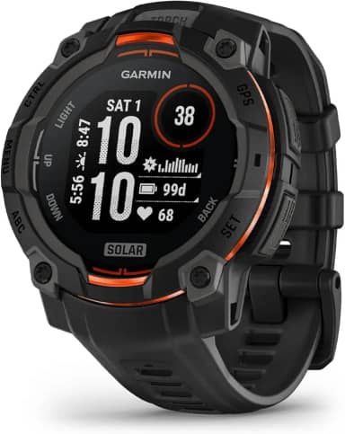 Garmin Relógio Instinct 3 Solar Preto 45mm com Monitor Cardíaco de Pulso e GPS
