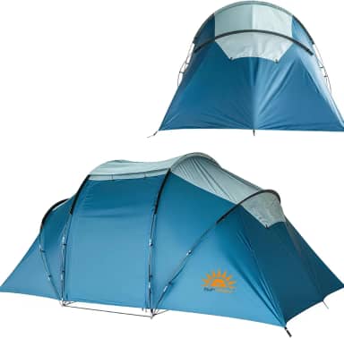 Barraca para 6-8 Pessoas, Barraca Familiar Resistente ao Clima, Dupla Camada, Barraca de 2 Cômodos com Área de Vivência e Montagem Fácil para Exteriores, Quintal e Acampamento