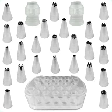 Kit 27 Bicos De Confeitar Profissional Com Adaptadores Decorar Bolo Cupcake Torta