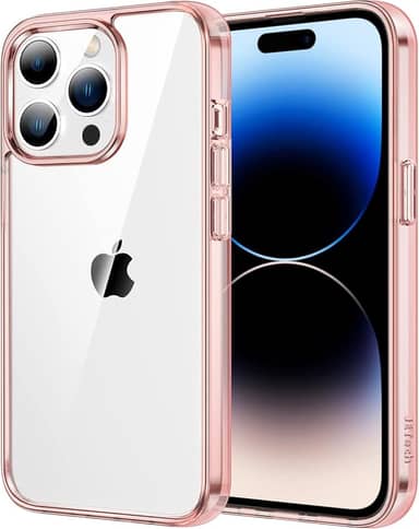 JETech Capa para iPhone 14 Pro 6,1 Polegadas, Case Protetora de Telefone à Prova de Choque Não-Amarelecimento, Capinha Parte Traseira Transparente Anti-Riscos (Rosa Ouro)