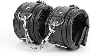 Algema com Correte em Couro Macio Acolchoada Preto 35cm x 6cm