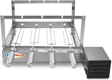 Churrasqueira Giratória 4 Espetos Inox 430 com Motor Bivolt WEG 1/30 Hp