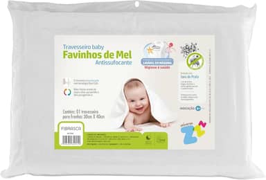 Travesseiro Favinhos Baby Antissufocante Lavável Revestimento Fibrasca Branco 30x40 cm