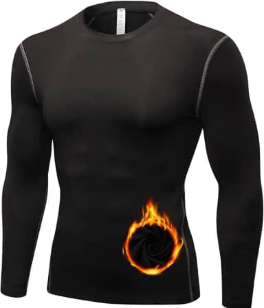 Camisetas masculinas de compressão térmica, manga comprida, forradas com lã, roupa íntima para clima frio, camada de base de inverno