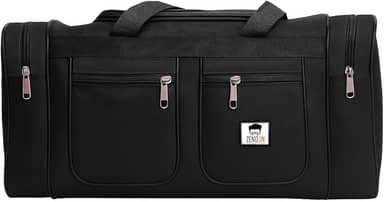 Bolsa de Viagem Grande, Preta, Multi-Compartimentos com Zíperes, Alças Resistentes Mala de Mão Viagem Avião Nylon