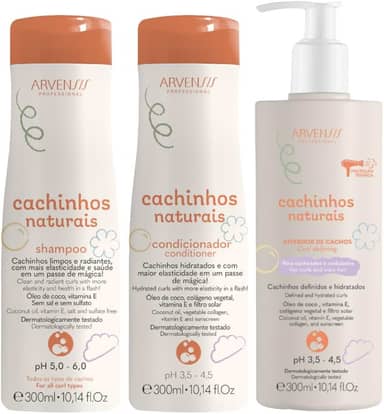 Arvensis Vegan Professional, Kit Shampoo, Condicionador e Ativador Cachinhos Infantil Arvensis