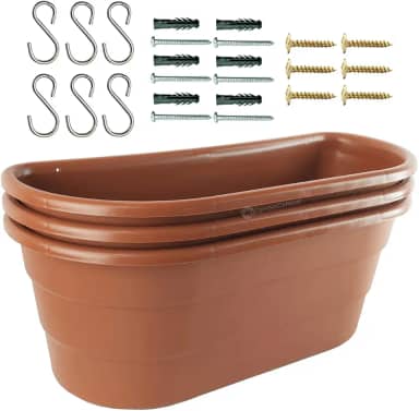 Jardineira Vaso 3 Floreiras de Parede para Plantas Painel Jardim Vertical Horta Kit com Ganchos e Parafusos Cor:Cerâmica
