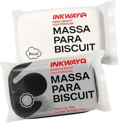 Kit 2 Massas Para Biscuit 170 Gramas Branco E Preto Para Artesanato