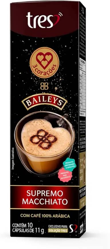 3 Corações Cápsula Supremo Macchiato Baileys TRES - 10 unidades