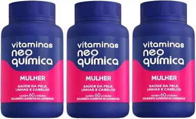 Kit 3un Vitamina Neo Química Mulher Com 60 comprimidos, Pele, Unhas e Cabelos