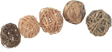 emours Brinquedo de mastigar bola de grama tecida à mão para coelhos, porquinhos-da-índia, hamster, gerbils, pequeno animal de estimação, pacote com 5